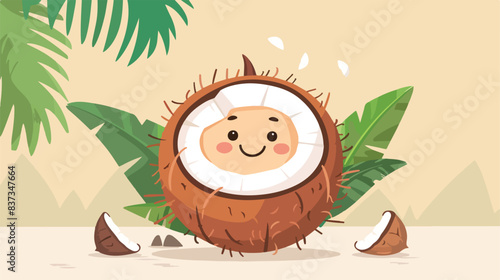 Cute coconut illustration isolated reaching the finish 2d