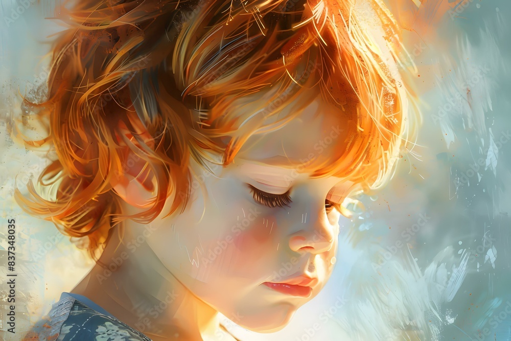 Fototapeta premium Red Hair Girl Portrait Illustration