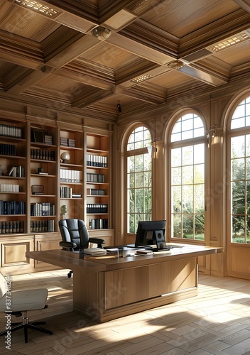 Luxury wood home office library