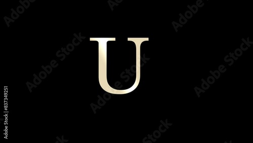 Alphabet letter U with white particles and alpha channel, letters and alphabet