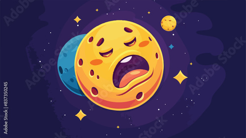 Cute moon mascot with a yawn expression cute style