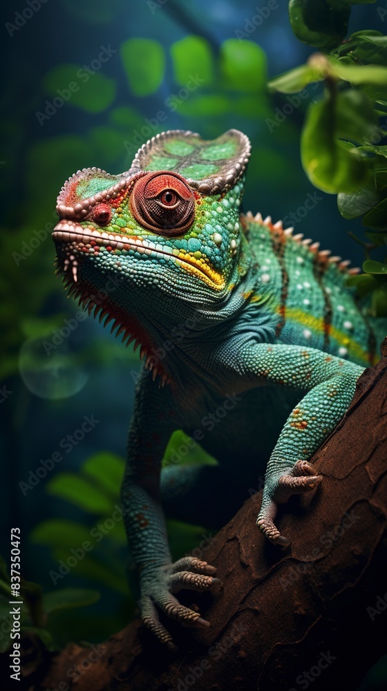 Fototapeta premium close up of a chameleon, generative ai