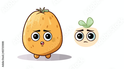 Cute potato character with suspicious expression  c