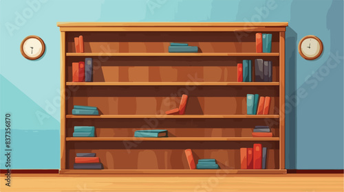 Empty Modern Bookcase 2d flat cartoon vactor illustration