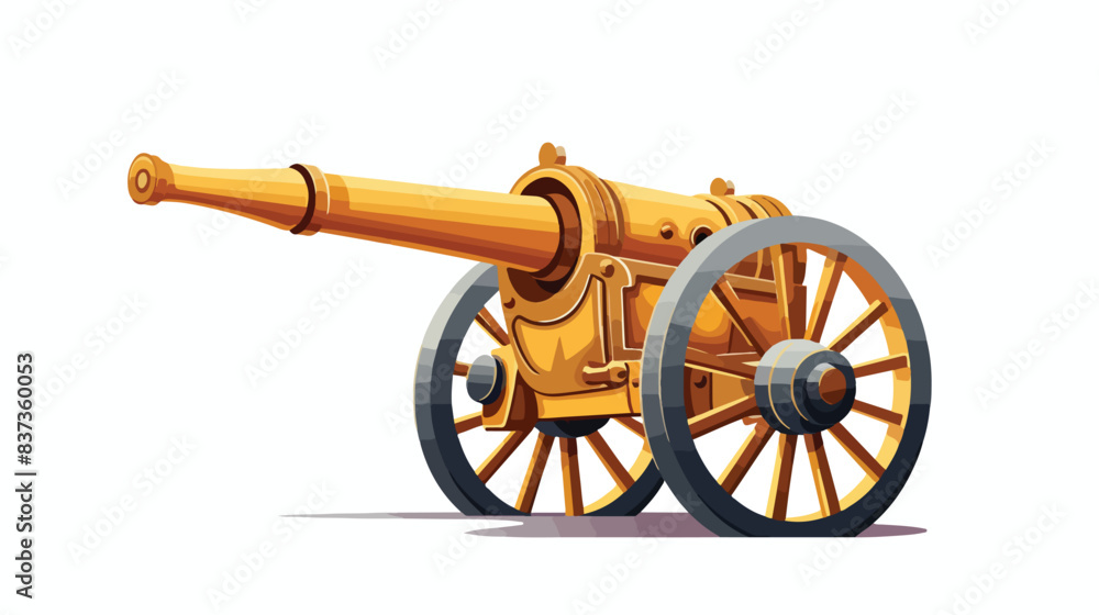 Golden artillery design with white background. vector