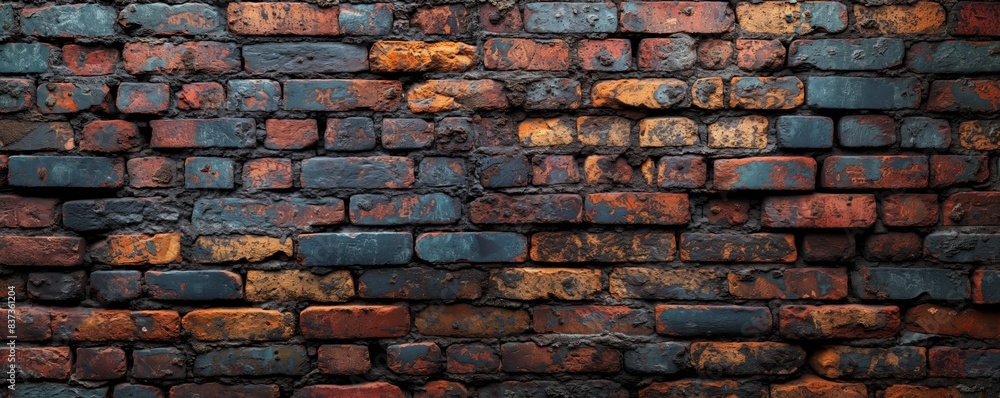 Fototapeta premium Colorful brick wall with patina