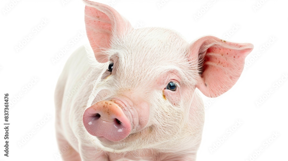Pig White Background. Portrait of an Adorable Baby Pig on Isolated Farm Setting Pig White Background. Portrait of an Adorable Baby Pig on Isolated Farm Setting