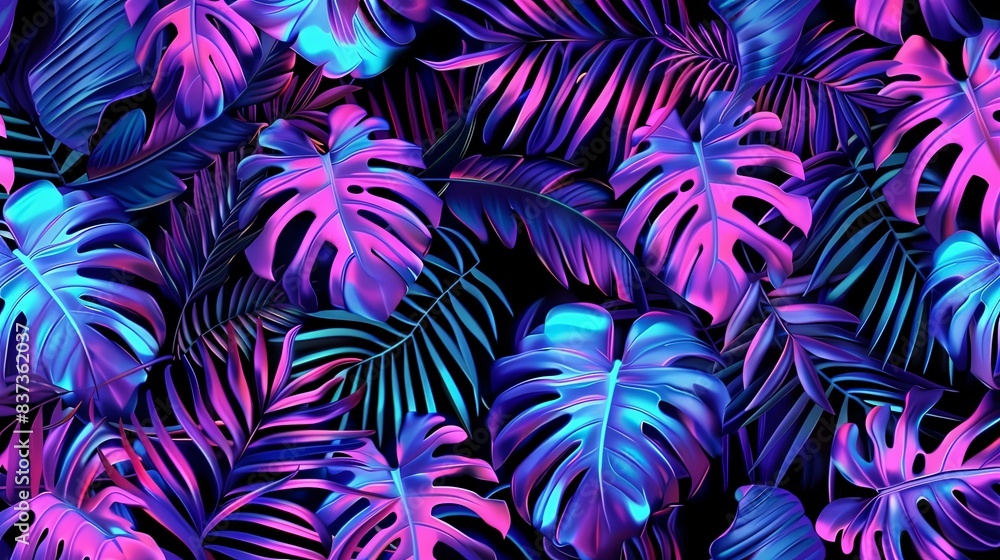 hojas tropicales. Neón hojas tropicales. Neón