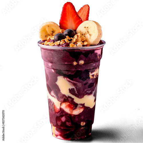glass of açaí ice cream with fruits