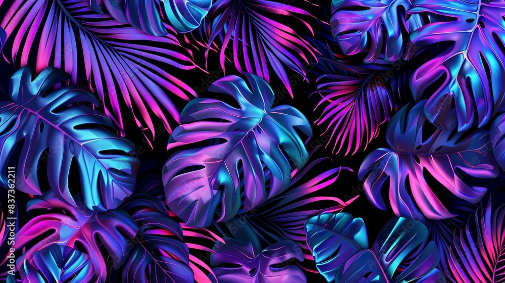 hojas tropicales. Neón hojas tropicales. Neón