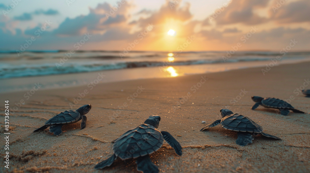 custom made wallpaper toronto digitalNewly hatched sea turtles move towards the sea on a sandy beach in the early dawn