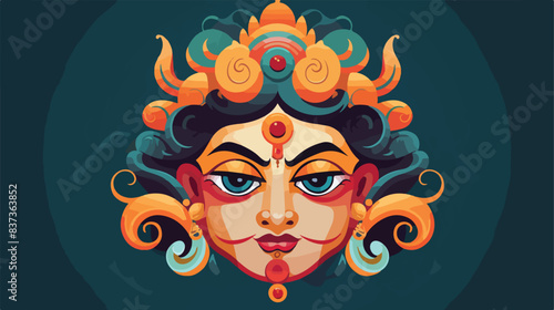 Fototapeta Naklejka Na Ścianę i Meble -  Happy Dussehra indian festival design ravan face vector