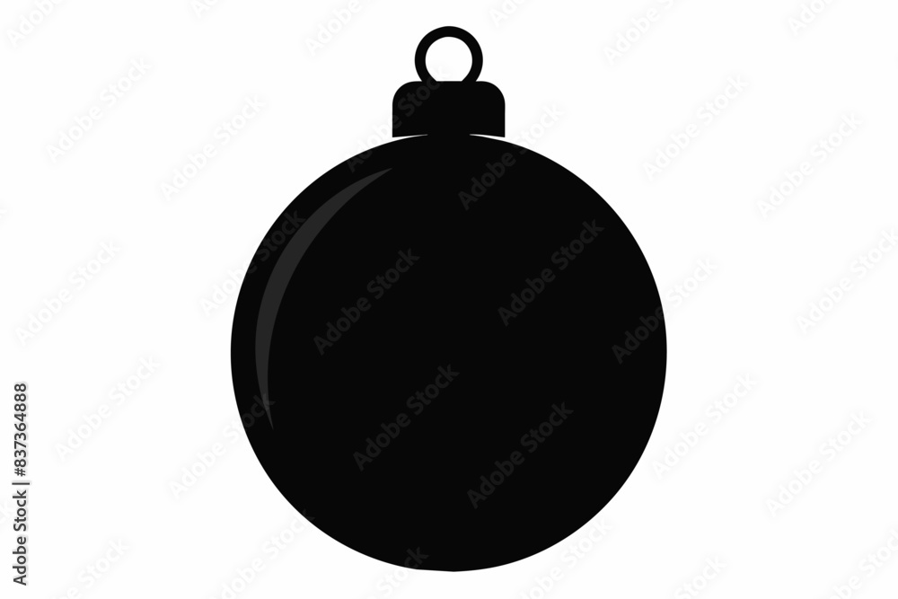 Black and white Christmas ornament isolated on white background. Holiday, decoration, festive season, simple design concept. Black silhouette of Christmas ball isolated on white background Black and white Christmas ornament isolated on white background. Holiday, decoration, festive season, simple design concept. Black silhouette of Christmas ball isolated on white background