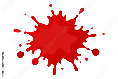 Red paint splash isolated on white background. Blood stain. Abstract ink blot. Splashes, art, design, creativity concept.