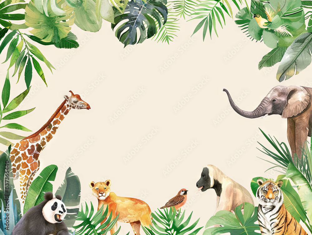 Obraz premium Animal Safari Flat Lay