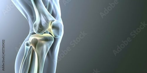 Realistic and Detailed 3D Rendering of Human Knee Joint. Concept Medical Illustration, Anatomy, Biomedical Visualization, Knee Joint, 3D Rendering