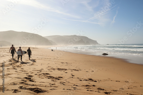 View to Praia do Amado  Beach and Surfer spot near Sagres and Lagos  Costa Vicentina Algarve Portugal