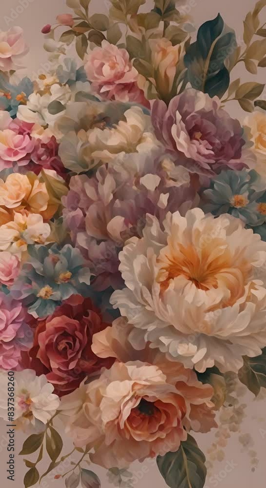 Beautiful drawn bouquet of flowers painting art Beautiful drawn bouquet of flowers painting art