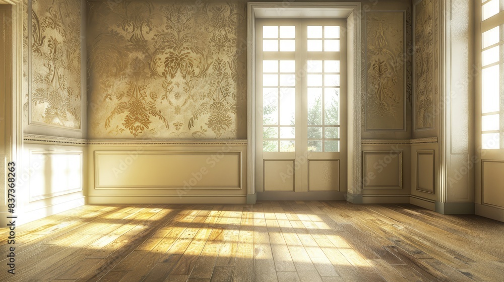 Classical empty room interior 3d render Classical empty room interior 3d render