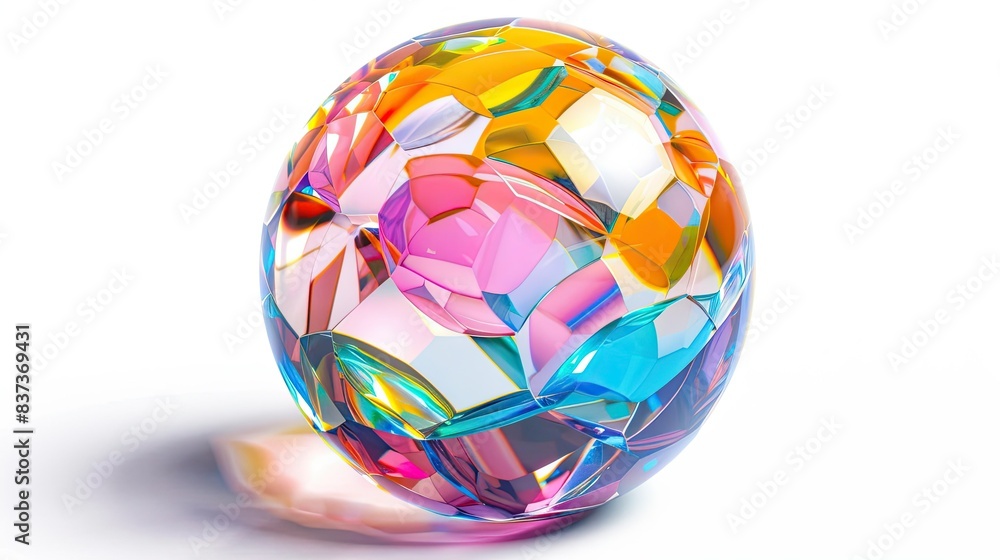 Crystal ball with colorful reflections isolated on clean white backgrounds Crystal ball with colorful reflections isolated on clean white backgrounds