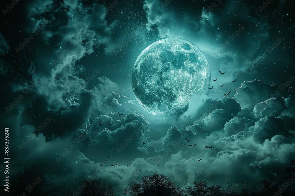 Cloud-covered full moon in sky Cloud-covered full moon in sky