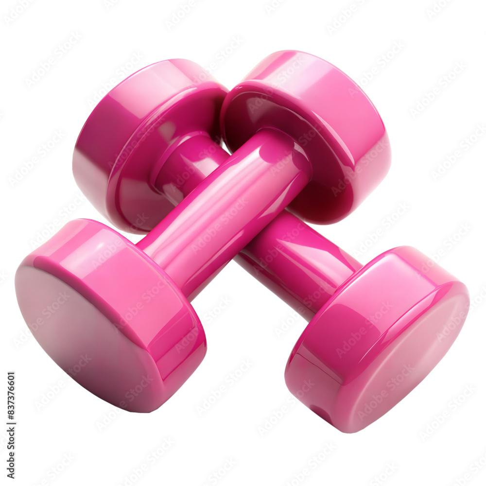 A pair of pink plastic dumbbells, perfect for home workouts A pair of pink plastic dumbbells, perfect for home workouts