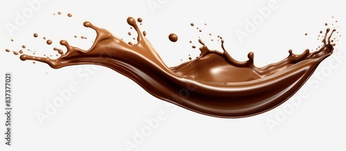 Realistic liquid chocolate wave splash white background