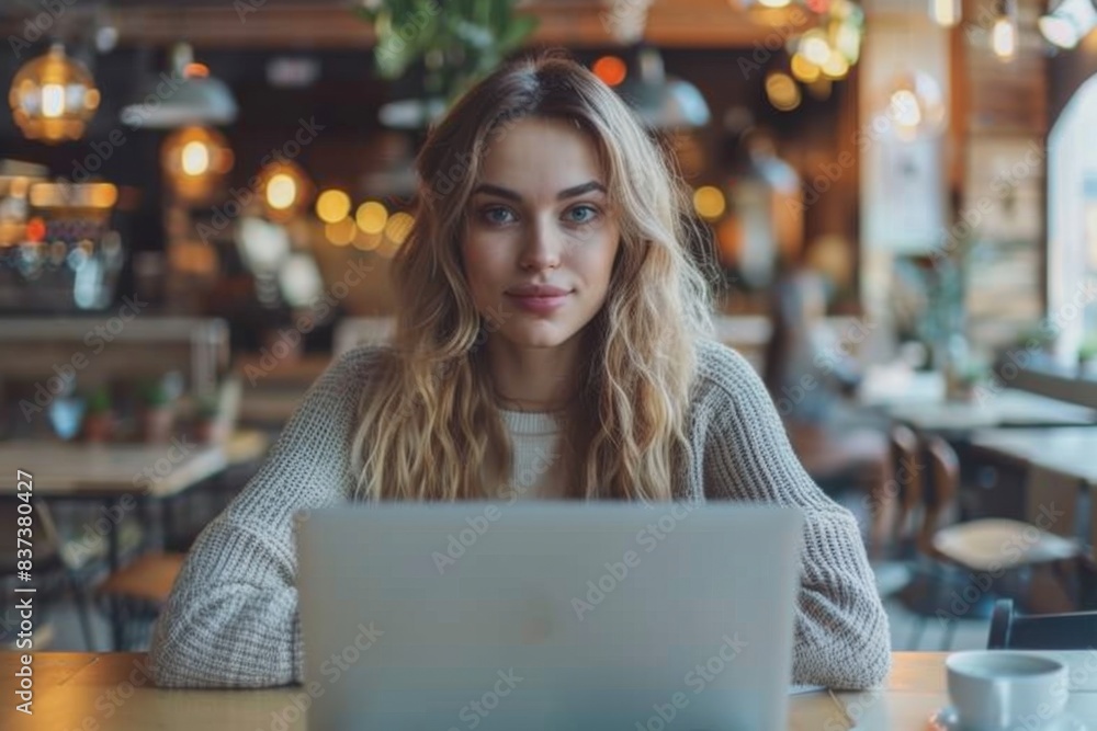 Female using laptop at desk Female using laptop at desk