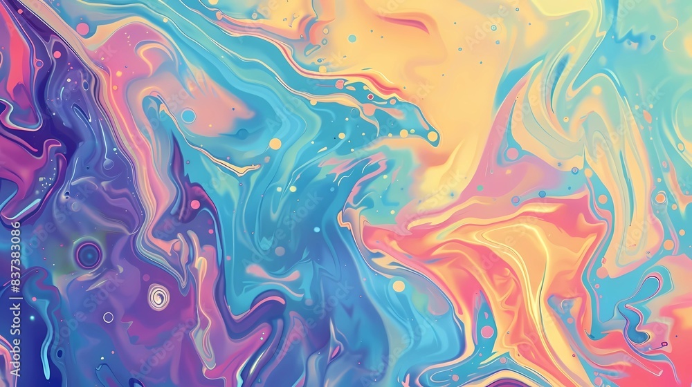Abstract Colorful Fluid Oil Spill Art Painting with Swirling Patterns in Vibrant Dreamy Pastel Tones Hues Background