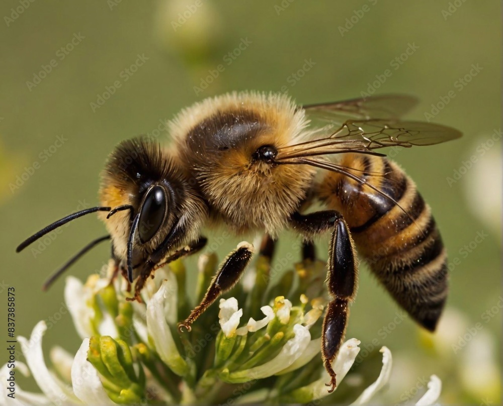 A bee pollinates plants sitting on a flower. Insects and plants. Nature. The bee extracts nectar from the flowers. A bee pollinates plants sitting on a flower. Insects and plants. Nature. The bee extracts nectar from the flowers.