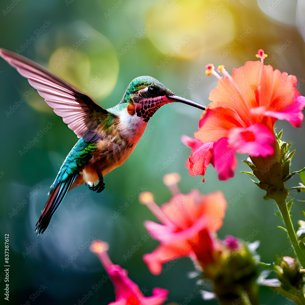Fototapeta premium Hummingbird feeding on a flower