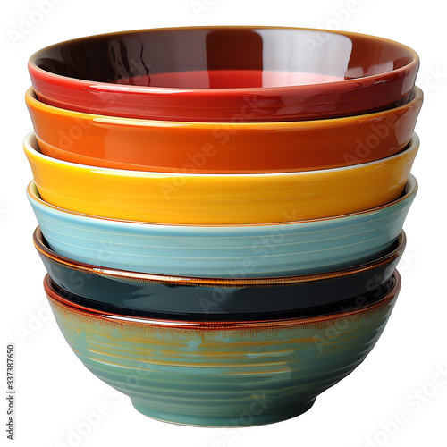 Set of 6 colorful ceramic bowls. Dishwasher and microwave safe. Oven safe to 450 degrees Fahrenheit. photo