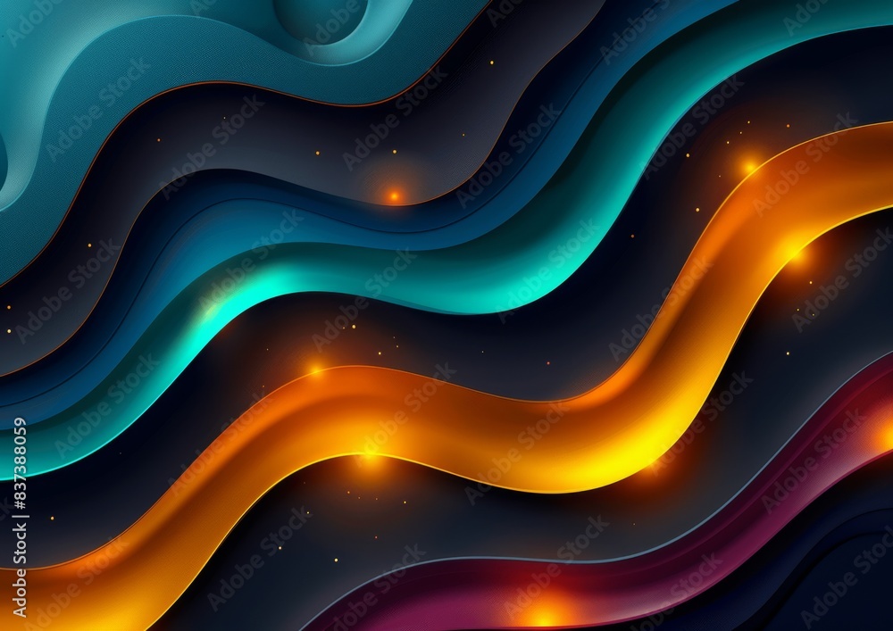 Vibrant abstract wavy lines with glowing lights in a dark background, showcasing gradient colors and dynamic flowing design Vibrant abstract wavy lines with glowing lights in a dark background, showcasing gradient colors and dynamic flowing design