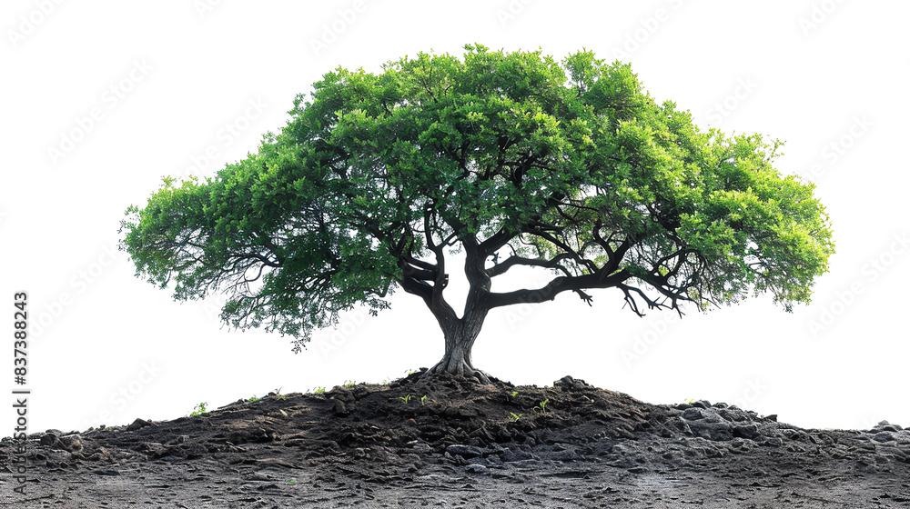 The photo shows a large tree with a lush green canopy. The tree is growing in a dry, arid landscape. The photo is taken from a low angle, making the tree appear even more majestic. The photo shows a large tree with a lush green canopy. The tree is growing in a dry, arid landscape. The photo is taken from a low angle, making the tree appear even more majestic.