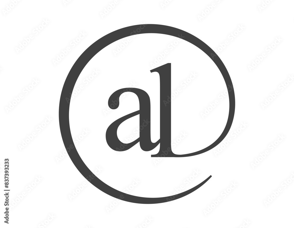 AL logo from two letter with circle shape email sign style. A and L ...