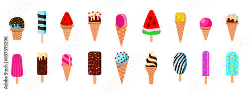 Different ice cream type collection