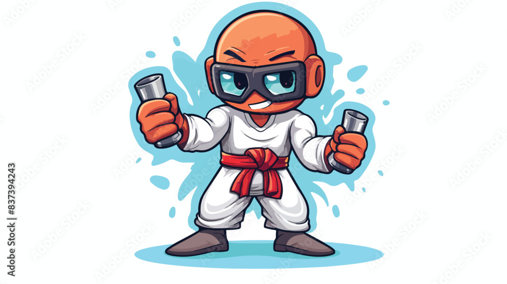 Laboratory beaker mascot character as a MMA fighter