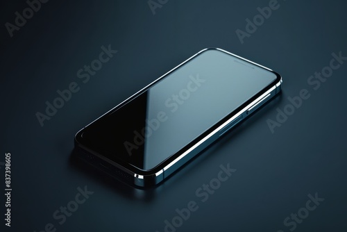 close-up of a cutting-edge smartphone with a titanium frame. The phone is depicted against a dark background, with futuristic lighting emphasizing its sleek design and advanced technology. 