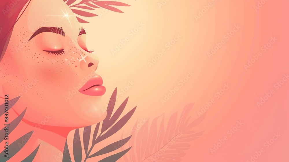 Healthy glow, with illustrations of a person with radiant and glowing skin, showcasing the results of a skincare routine. Distinctiveness of lifestyle beauty and fashion concept. Healthy glow, with illustrations of a person with radiant and glowing skin, showcasing the results of a skincare routine. Distinctiveness of lifestyle beauty and fashion concept.