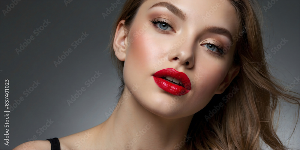 Advertising shot of a lipstick with a model Advertising shot of a lipstick with a model