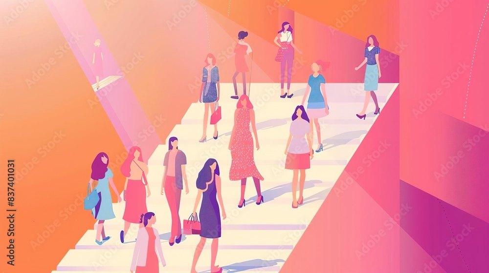 Fashion runway, with illustrations of models walking on a runway, showcasing the latest clothing trends. Distinctiveness of lifestyle beauty and fashion concept. Fashion runway, with illustrations of models walking on a runway, showcasing the latest clothing trends. Distinctiveness of lifestyle beauty and fashion concept.