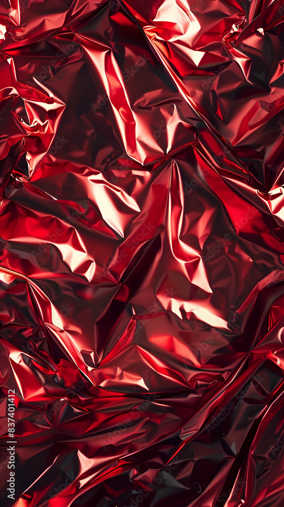 Obraz premium crumpled red foil background, background for banner space for text
