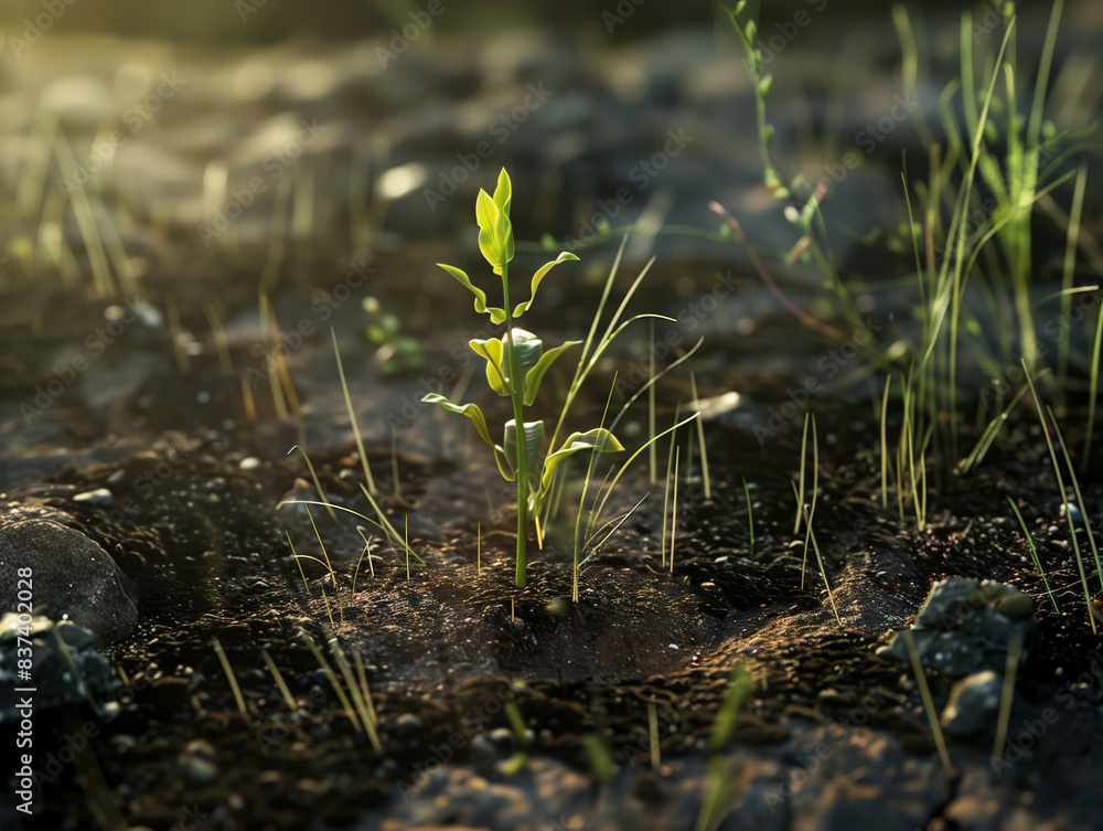 A sprout bursting out of the ground. A sprout bursting out of the ground.