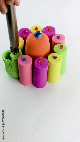 
Very Satisfying and Relaxing Kinetic Sand ASMR video. Cutting anti stress macro close up colorful Kinetic Sand with a Knife. ASMR sounds.
