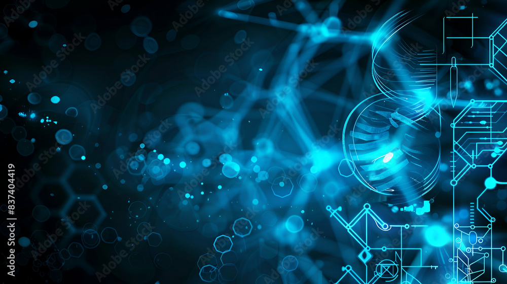 Obraz premium dark blue magical background with ai elements with copy space