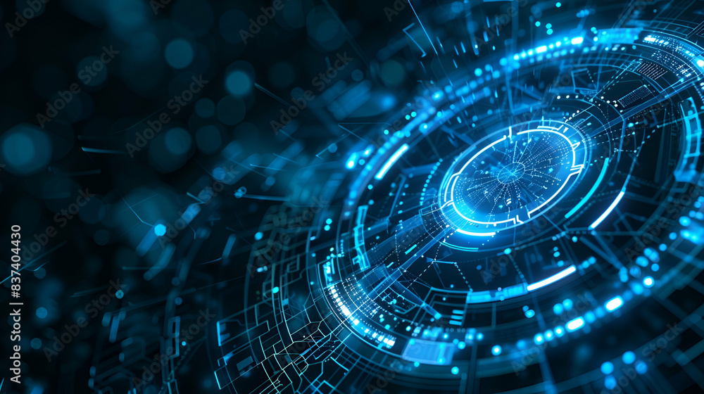 dark blue magical background with ai elements with copy space dark blue magical background with ai elements with copy space