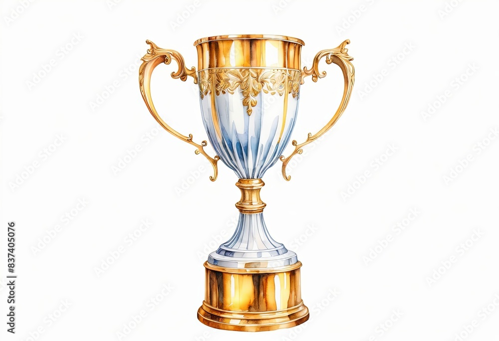 Watercolour drawing of a trophy cup on a white background Watercolour drawing of a trophy cup on a white background