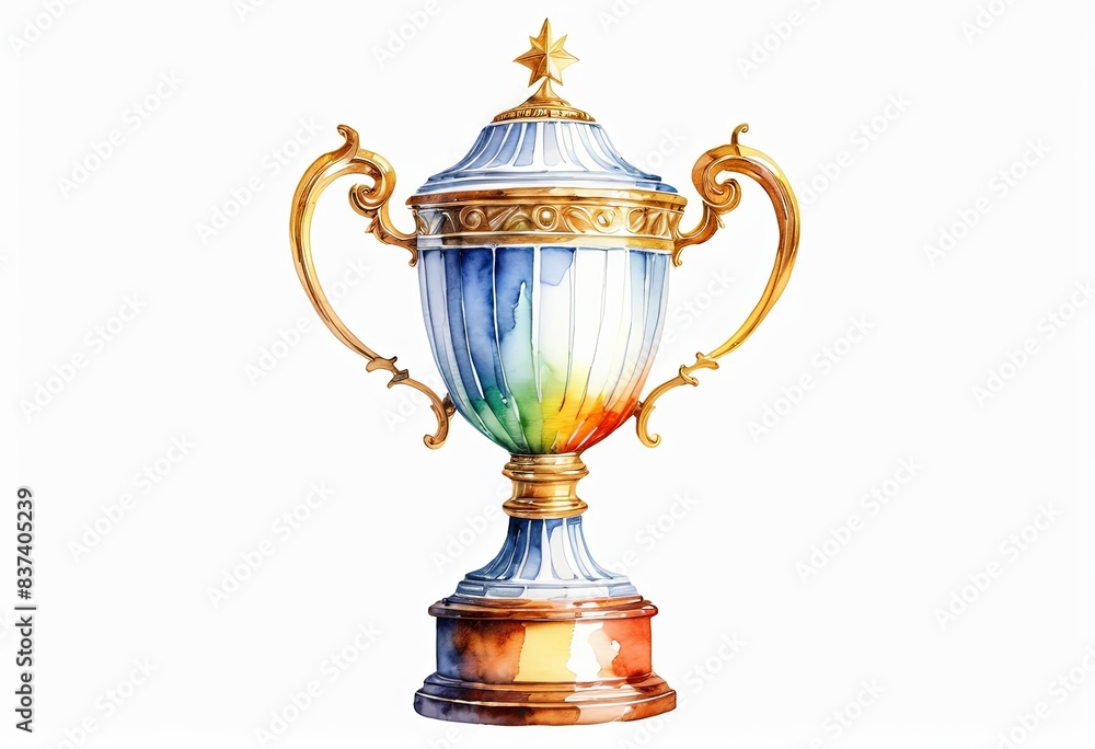 Watercolour drawing of a trophy cup on a white background Watercolour drawing of a trophy cup on a white background