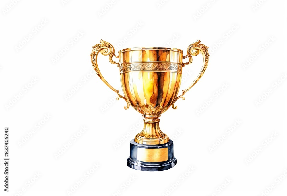 Watercolour drawing of a trophy cup on a white background Watercolour drawing of a trophy cup on a white background