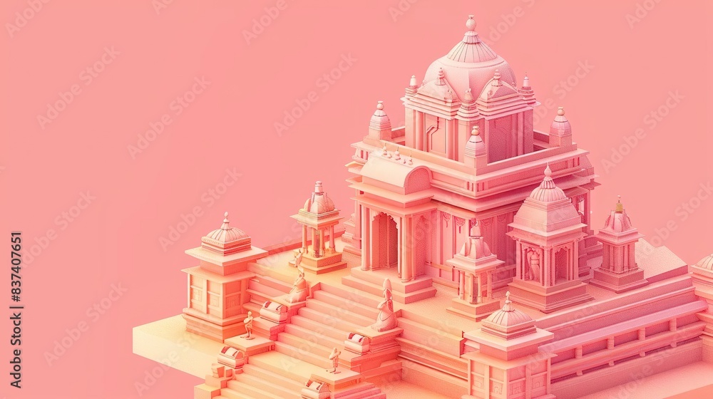 Isometric illustration of a grand mosque with intricate details. Isometric illustration of a grand mosque with intricate details.